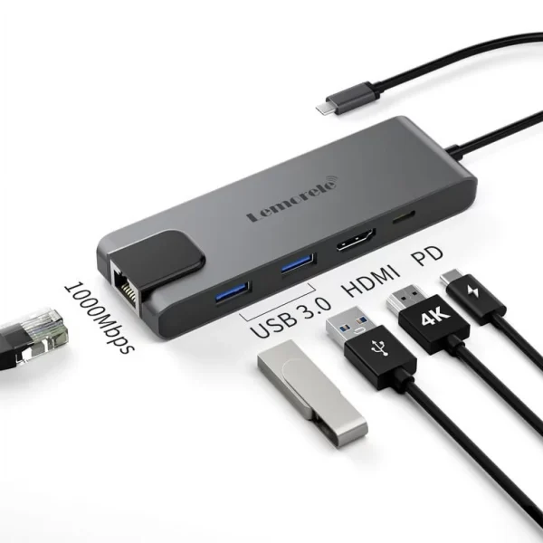 LEMORELE USB-C Hub Multiport 5 en 1